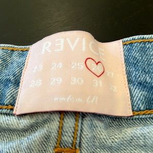 Revice, 2 “inseam, 11” rise, frayed 5 rivets